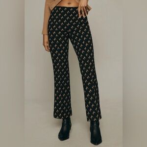 New Maeve x Anthropologie The Margot Dog Printed Kick Flare Cropped Pants sz S